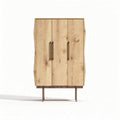 Natural wood cabinet with four doors and metal legs 80 x 40 x 120cm