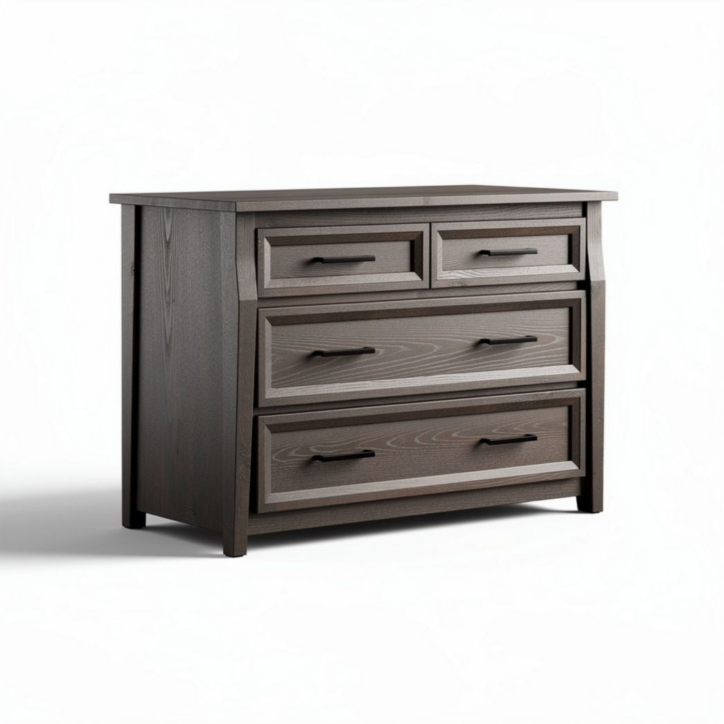Wooden chest of drawers with four storage compartments in dark finish 80 x 40 x 70cm