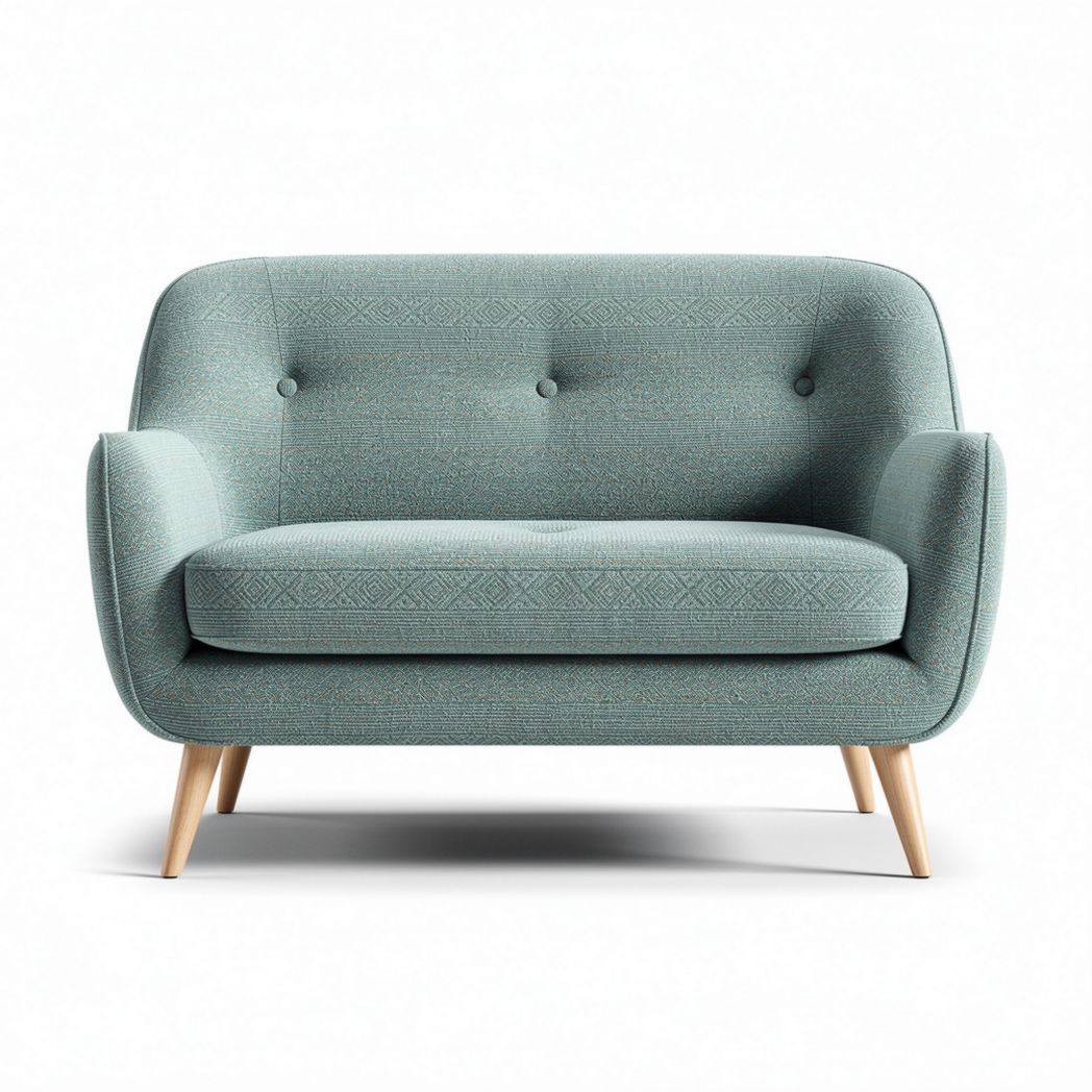 Fabric loveseat in teal color with wooden legs 160 x 80 x 85cm