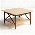 Square wooden coffee table with lower shelf and natural finish 60 x 60 x 45cm