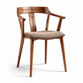 Wooden accent chair with fabric seat in natural finish 45 x 50 x 75cm
