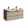 Double sink bathroom vanity with soft close drawers in sandy beige 120 x 50 x 45cm
