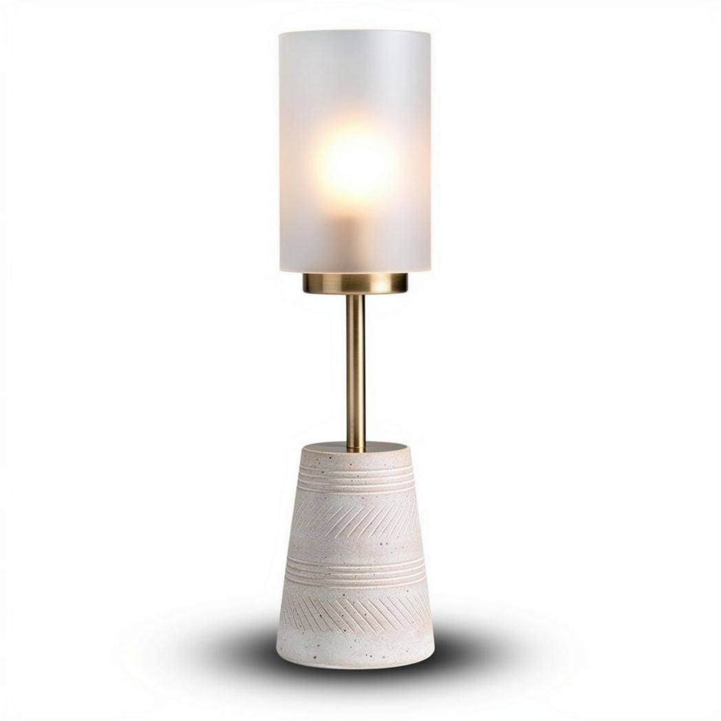 Table lamp with frosted glass shade and ceramic base 25 x 25 x 50cm
