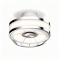 Modern ceiling fan with integrated LED light fixture in silver and white 30 x 30 x 15cm
