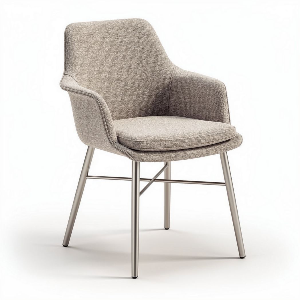 Upholstered dining chair with metal legs in light gray 50 x 60 x 80cm
