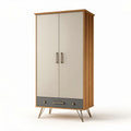 Wooden wardrobe with gray and beige finish suitable for bedroom storage 180 x 90 x 45cm